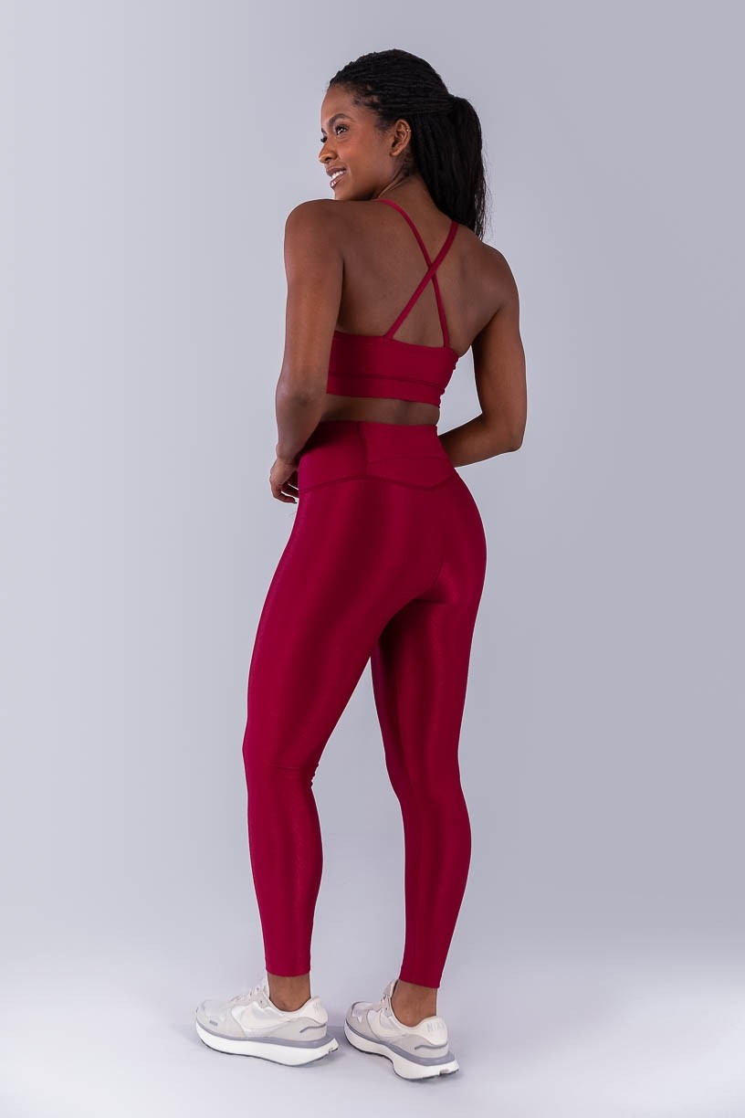 Calça Legging Canelado com Bolso no Cós (Cereja) | Ref: K4493-B