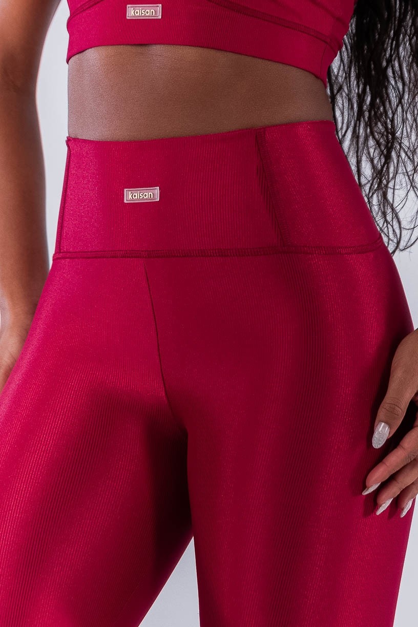 Calça Legging Canelado com Bolso no Cós (Cereja) | Ref: K4493-B