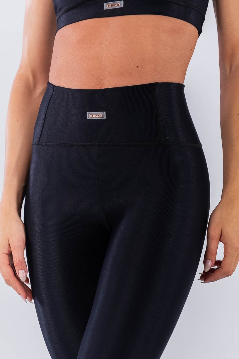Calça Legging Canelado com Bolso no Cós (Preto) | Ref: K4493-A