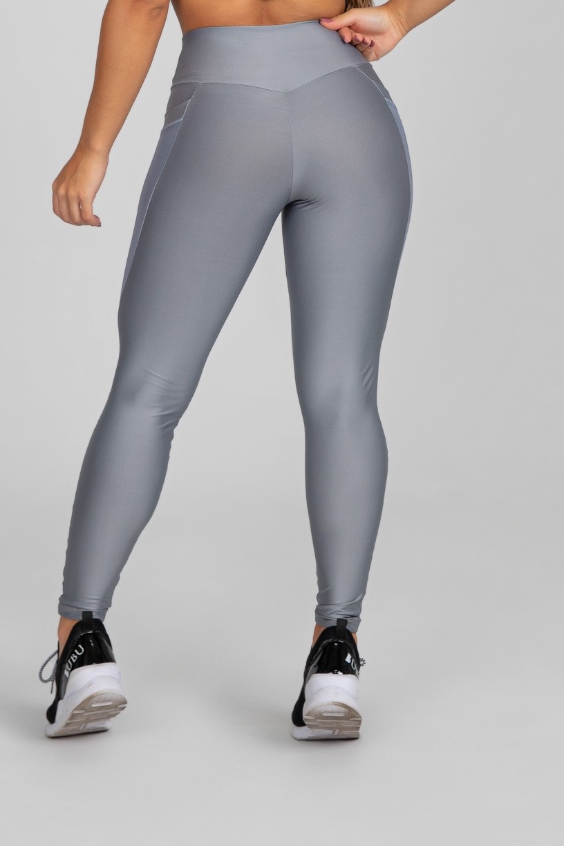 Calça Legging com Bolso em Tule (Cinza) | Ref: K2871-B 