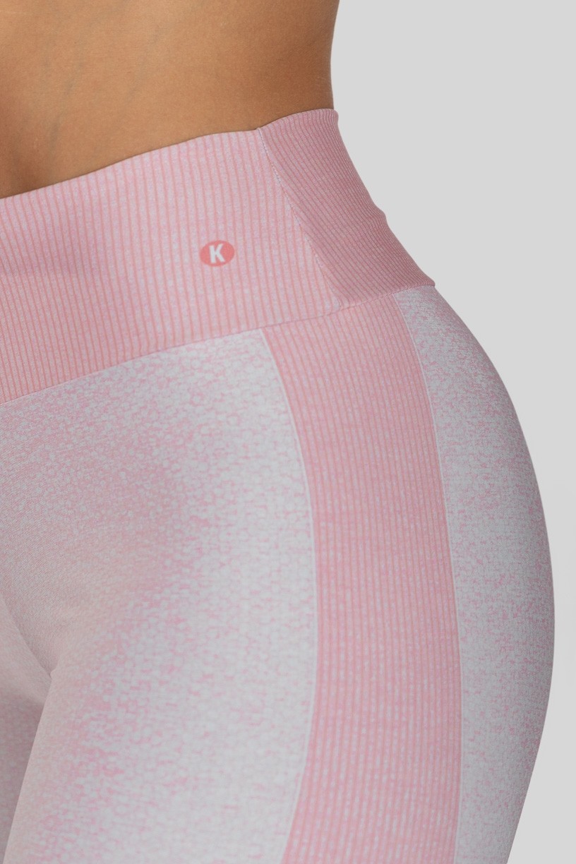 Calça Legging com Cós Duplo Estampa Digital (Pink Ribbed) | Ref: K3141-B