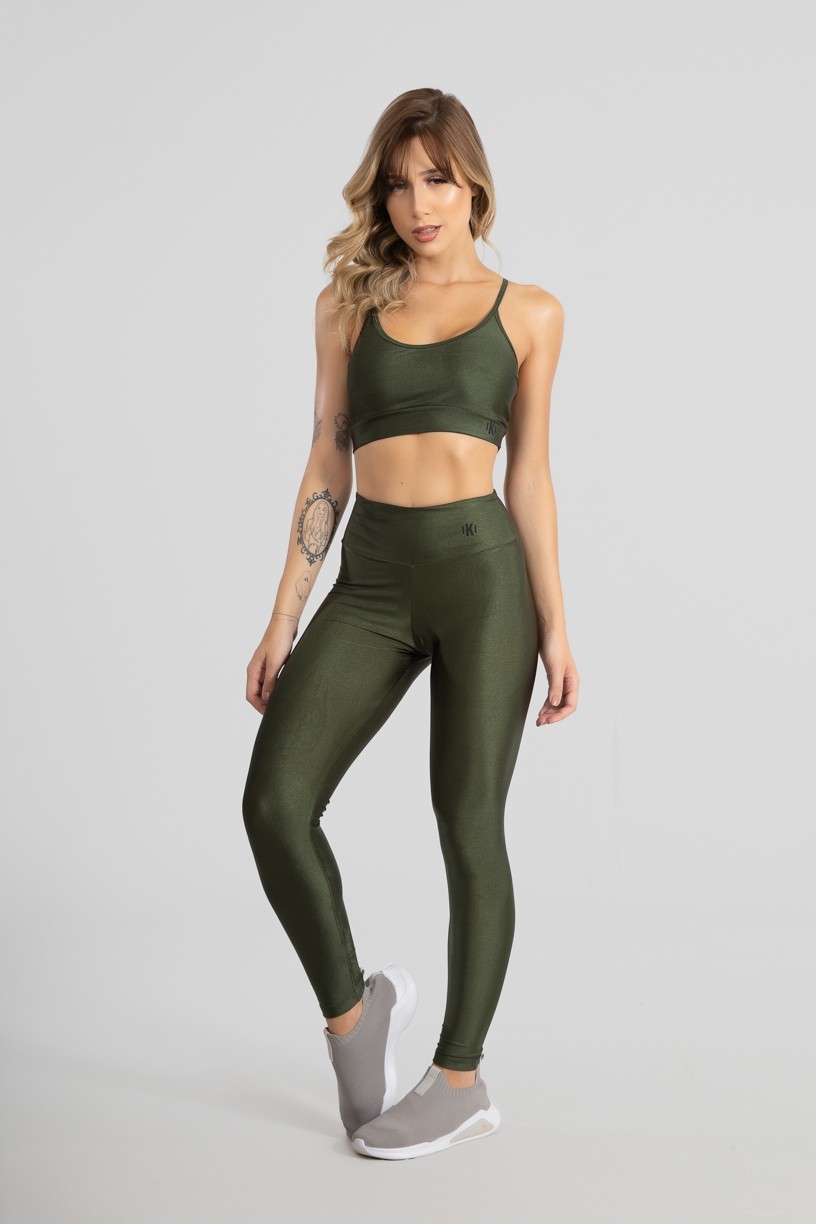 Calça Legging com Cós Triangular (Verde Militar) | Ref: GO530-D