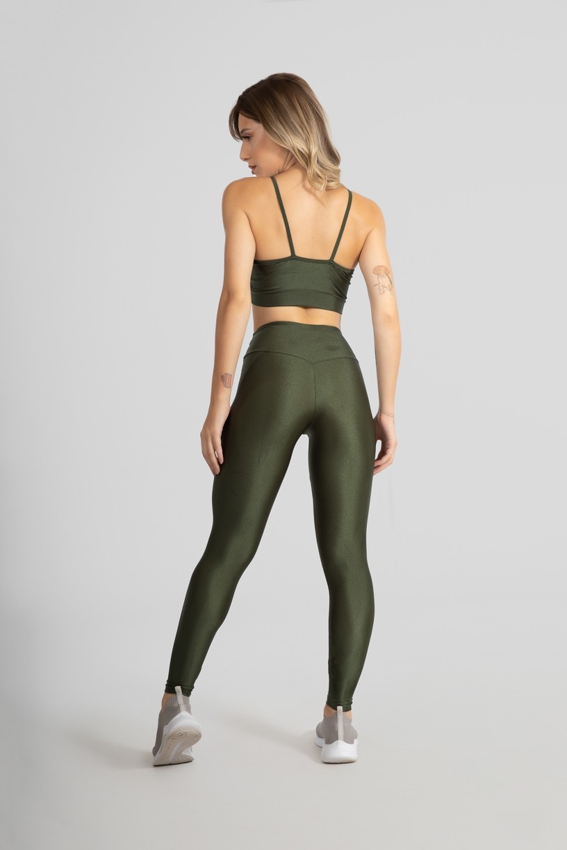 Calça Legging com Cós Triangular (Verde Militar) | Ref: GO530-D