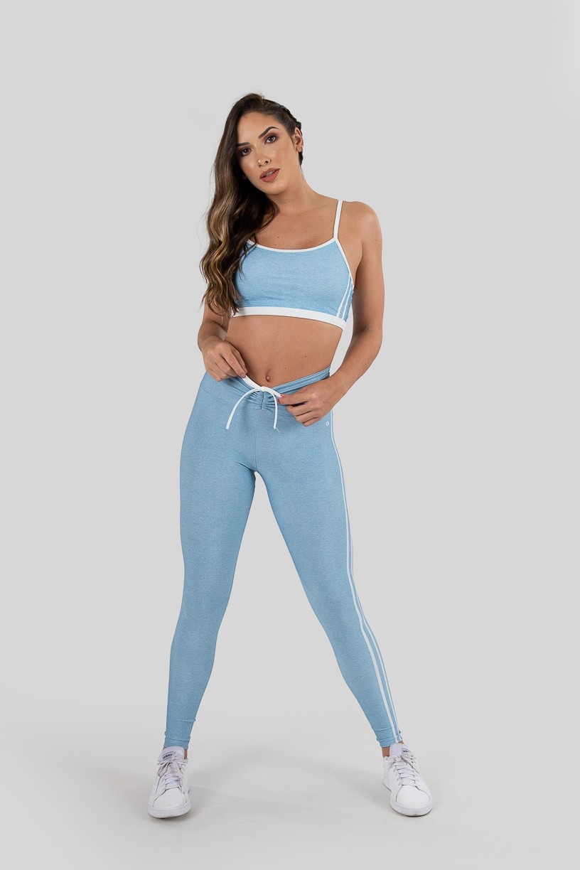 Calça Legging com Cadarço Estampa Digital (Sport Stripes Blue)  Ref K3237-A