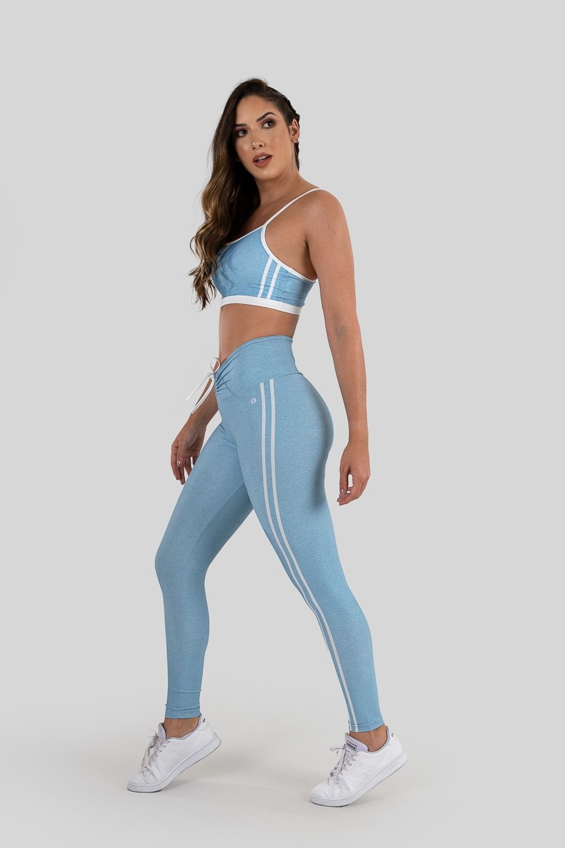 Calça Legging com Cadarço Estampa Digital (Sport Stripes Blue)  Ref K3237-A