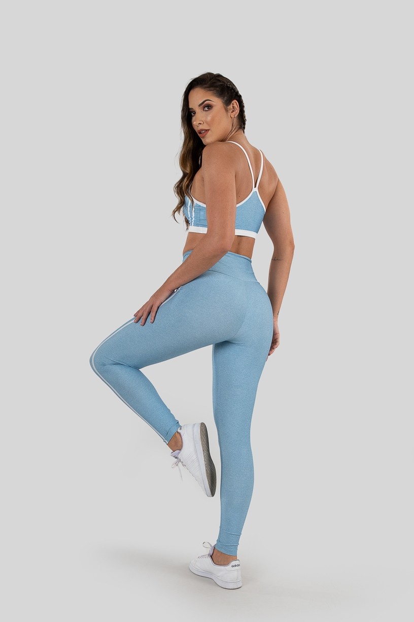 Calça Legging com Cadarço Estampa Digital (Sport Stripes Blue)  Ref K3237-A