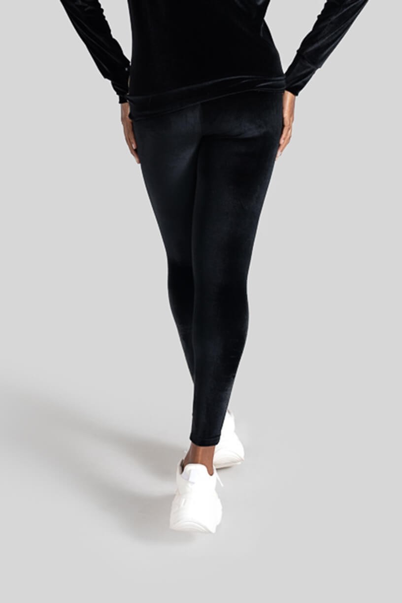 Calça Legging com Chapado Bicolor Veludo (Preto / Bege) | Ref: K3089-C