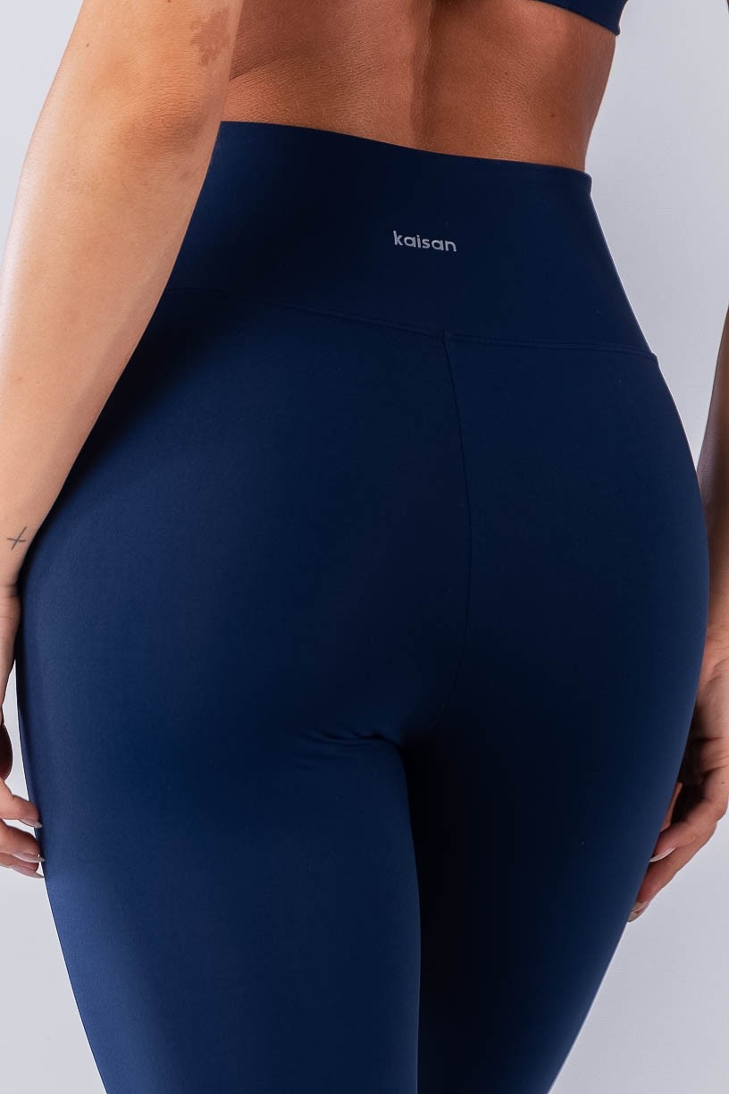Calça Legging com Chapado Cruzado Contrastante (Azul Marinho / Azul Bebê) | Ref: K4482-A