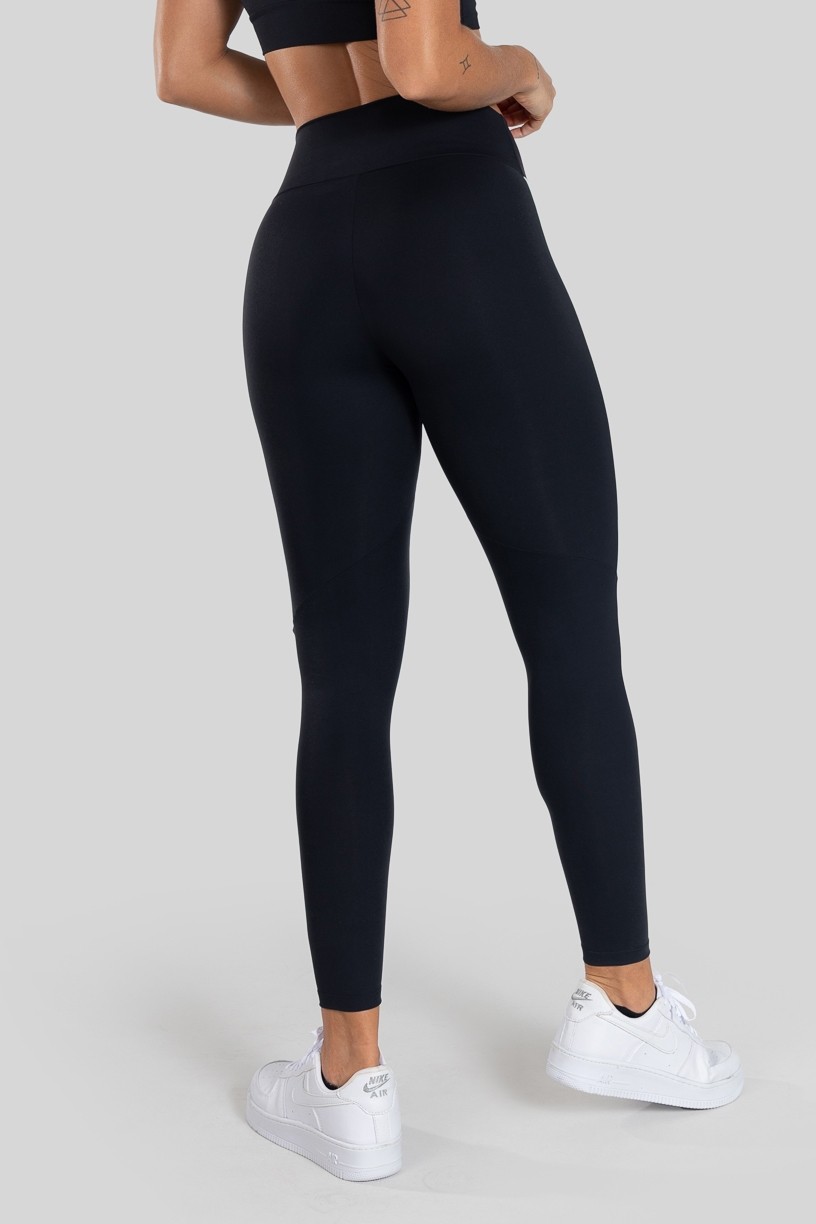 Calça Legging com Chapado e Recorte (Preto / Verde Claro) | Ref: K3133-C