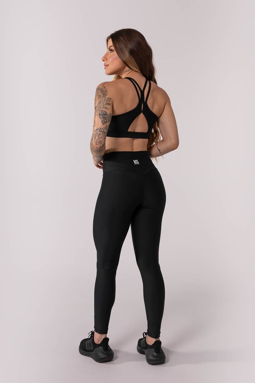 Calça Legging com Cobertura no Cós Costas (Preto) | Ref: K3776-A