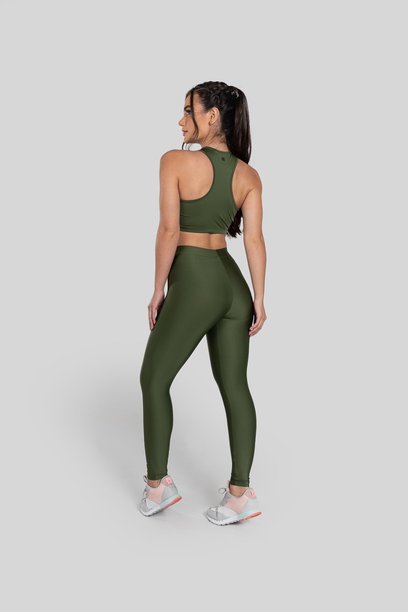 Calça Legging com Elástico em X (Verde Militar  Preto)  Ref K2875-E