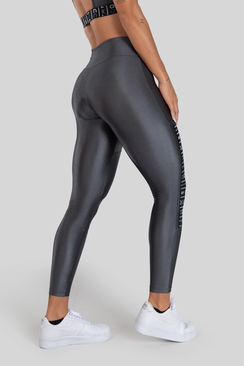 Calça Legging com Elástico na Coxa (Cinza / Preto) | Ref: K3154-E