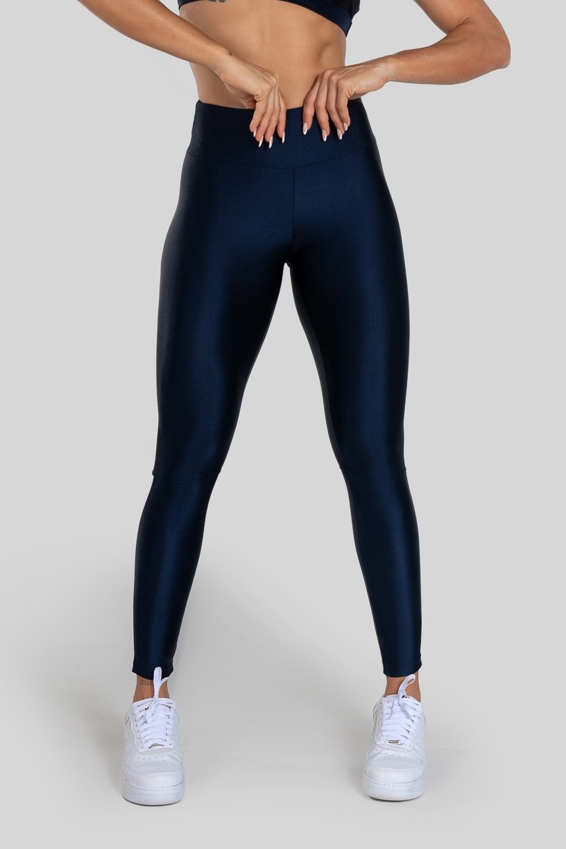 Calça Legging com Elástico na Perna (Azul Marinho / Branco) | Ref: K3140-D