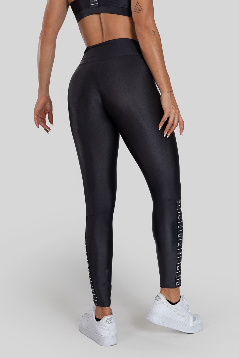 Calça Legging com Elástico na Perna (Chumbo / Preto) | Ref: K3140-F