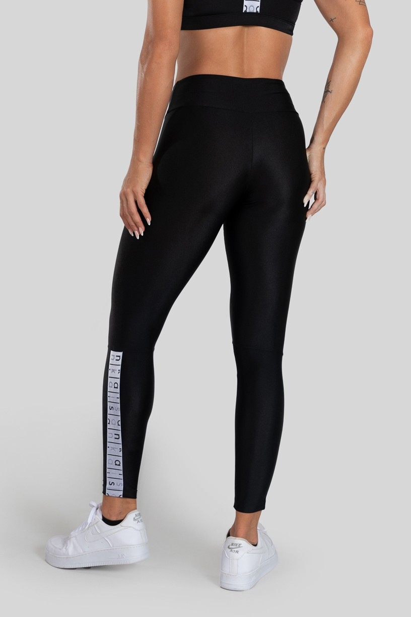 Calça Legging com Elástico na Perna (Preto / Branco) | Ref: K3140-A 