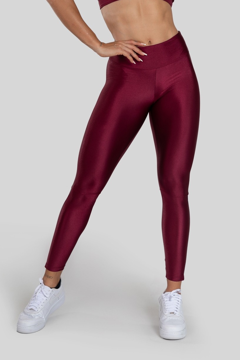 Calça Legging com Elástico na Perna (Vinho / Branco) | Ref: K3140-E