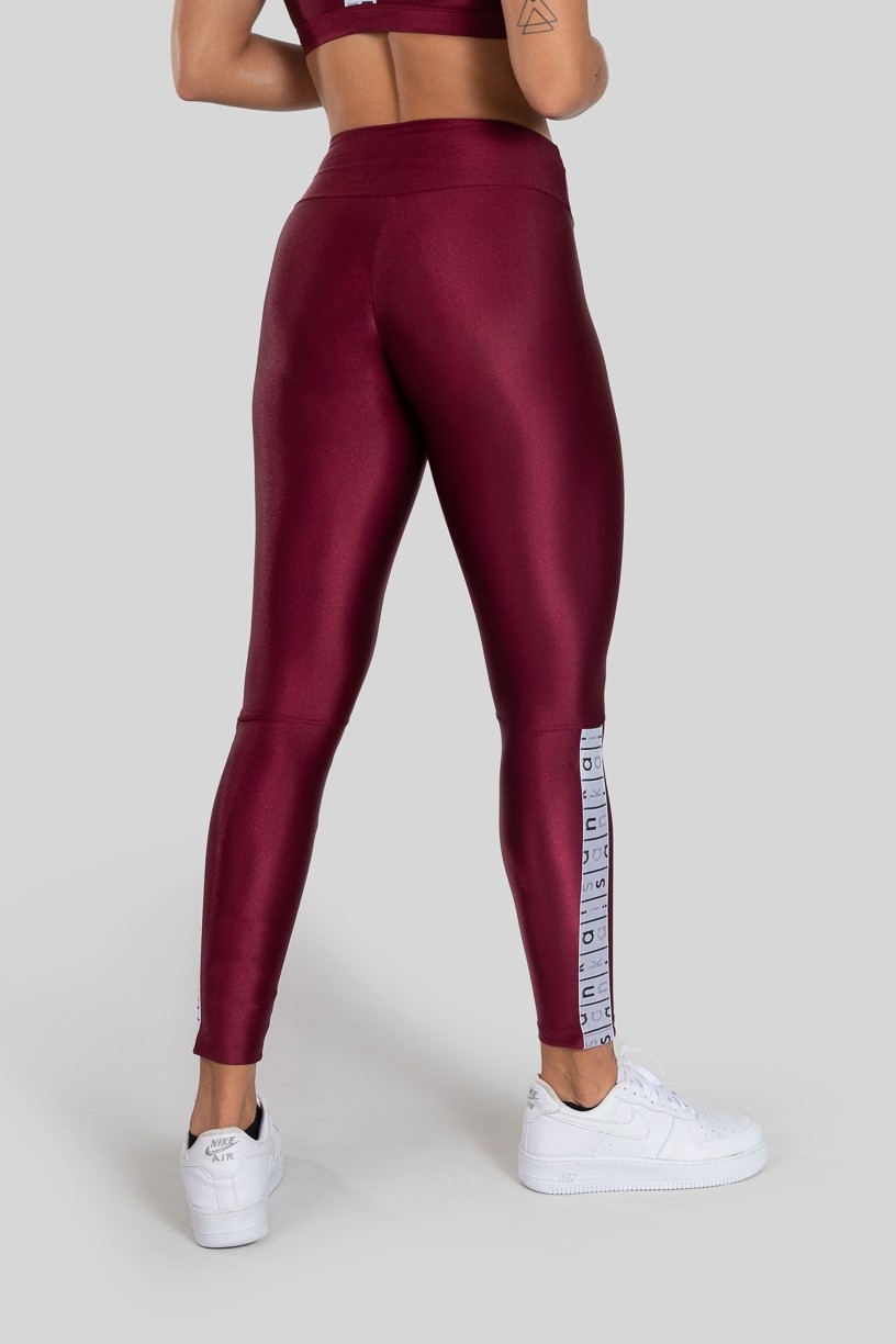 Calça Legging com Elástico na Perna (Vinho / Branco) | Ref: K3140-E