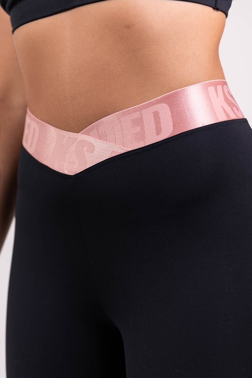 K3835-A_Calca_Legging_com_Elastico_Personalizado_Transpassado_Preto__Rosa__Ref:_K3835-A