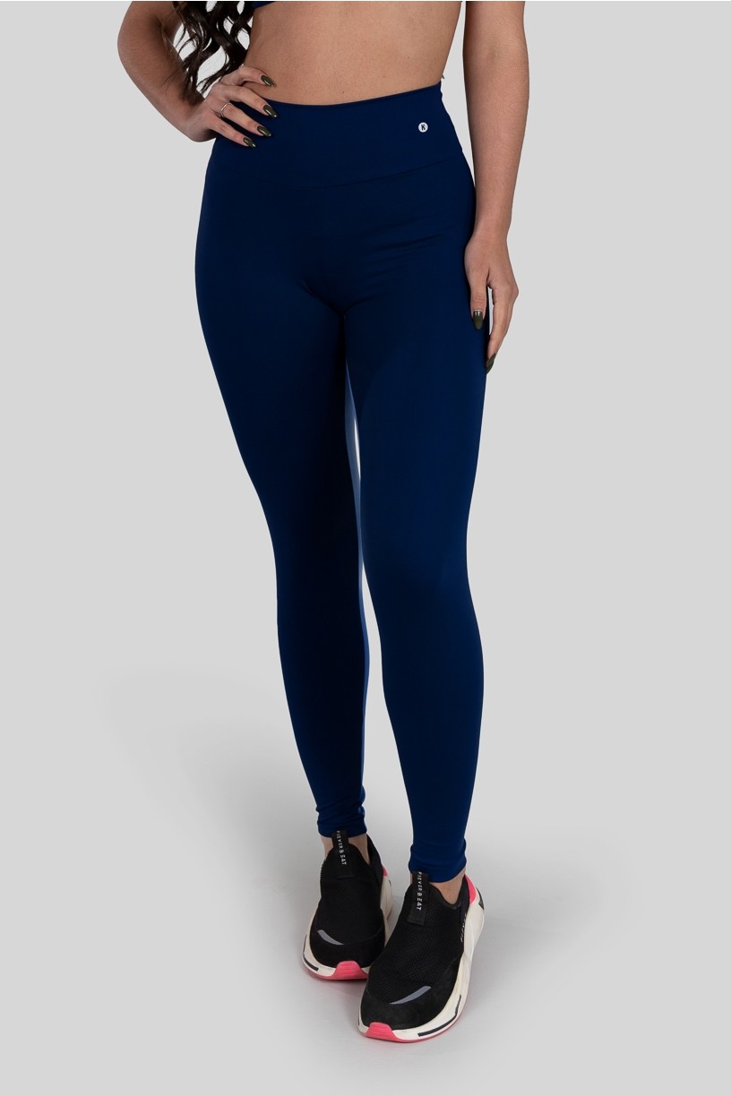 Calça Legging com Faixa Entrepernas (Azul Marinho / Azul) | Ref: K3162-C
