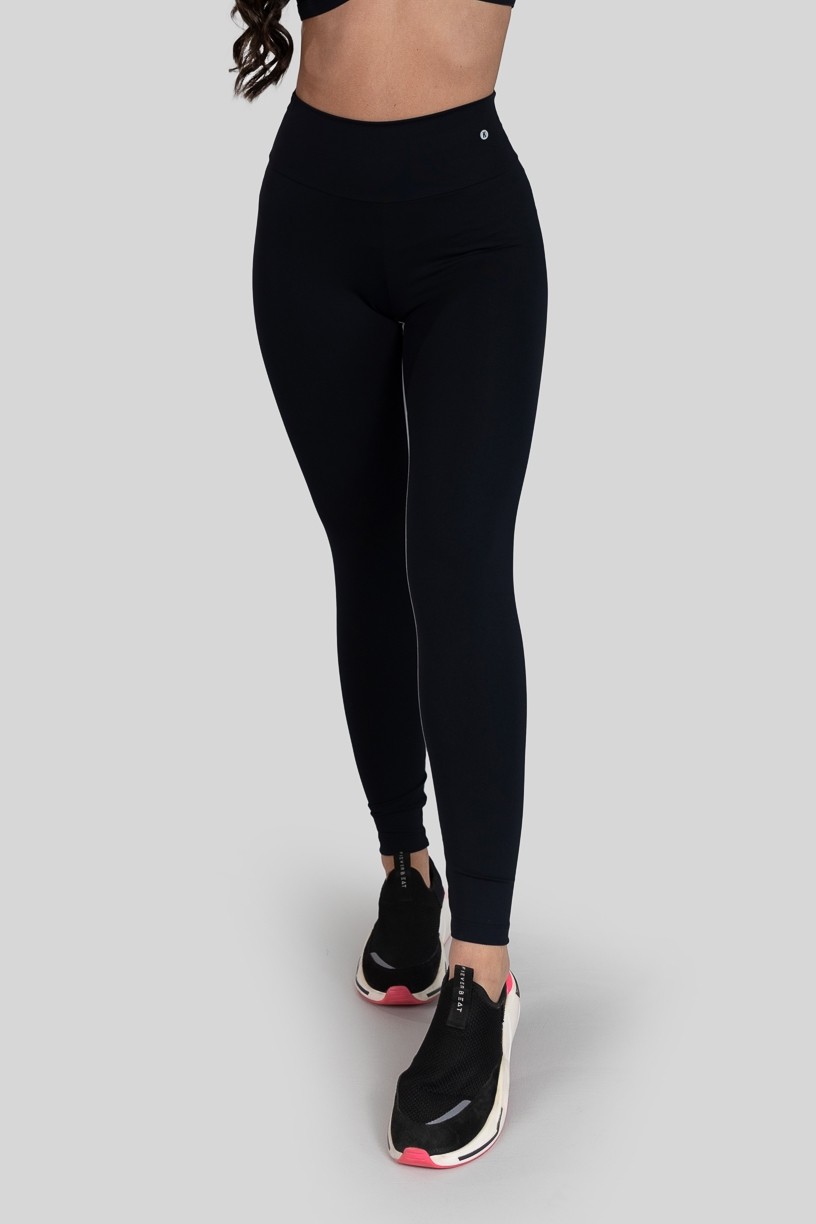 Calça Legging com Faixa Entrepernas (Preto / Cinza) | Ref: K3162-B