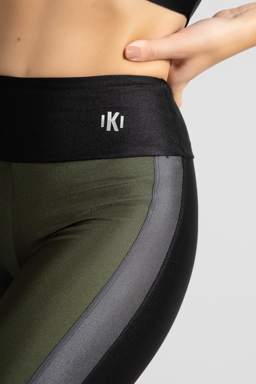 Calça Legging com Faixa Frontal (Preto / Verde Militar / Cinza) | Ref: GO464-B