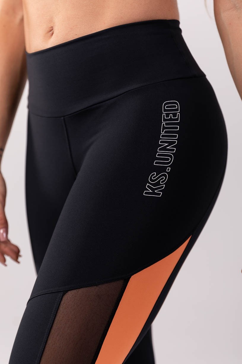 K3825-A_Calca_Legging_com_Faixa_Lateral_Preto__Coral__Ref:_K3825-A