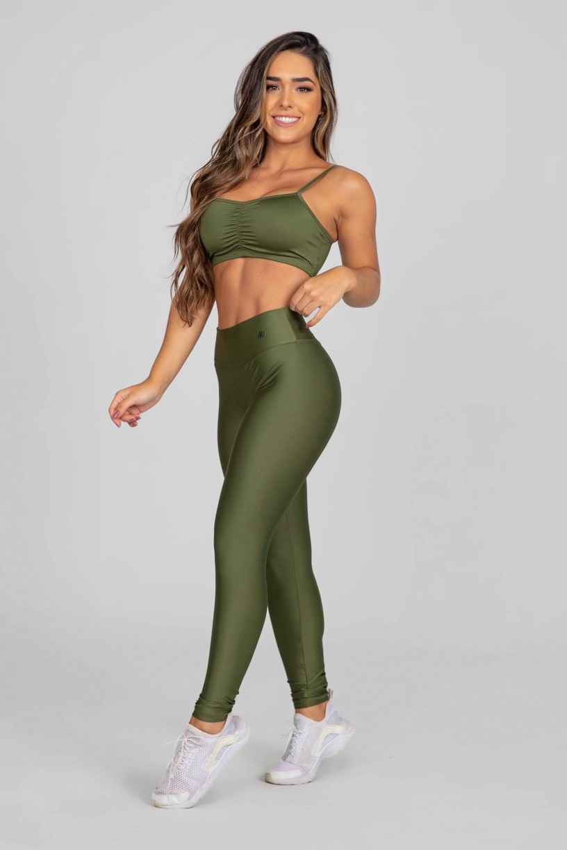 Calça Legging com Franzido Bumbum Up (Verde Militar) | Ref: K2879-E