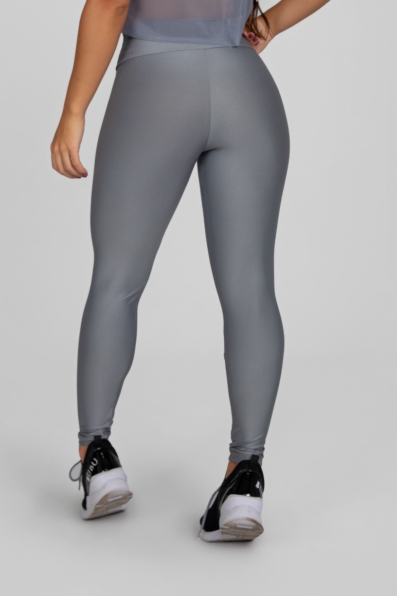 Calça Legging com Recorte Curvo e Pesponto (Cinza) | Ref: K2886-B