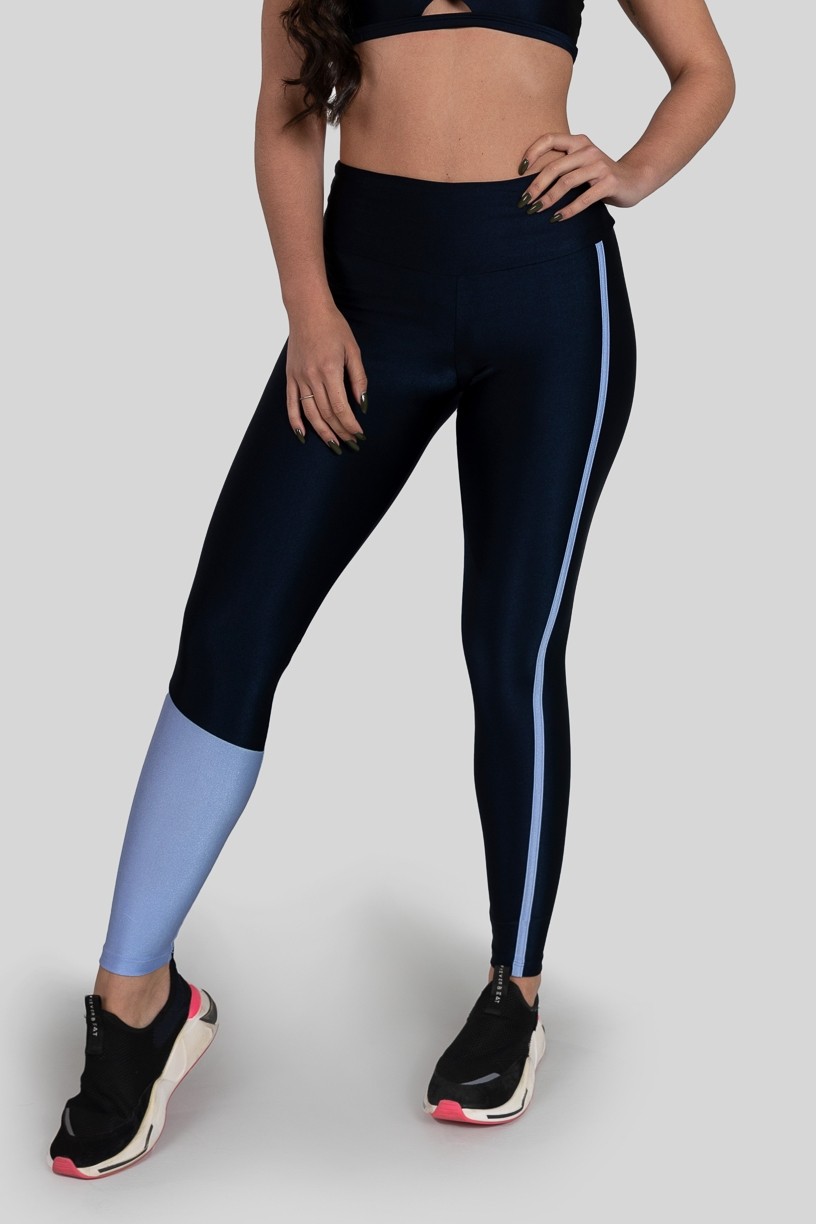 Calça Legging com Recorte e Chapado (Azul Marinho / Azul) | Ref: K3145-D