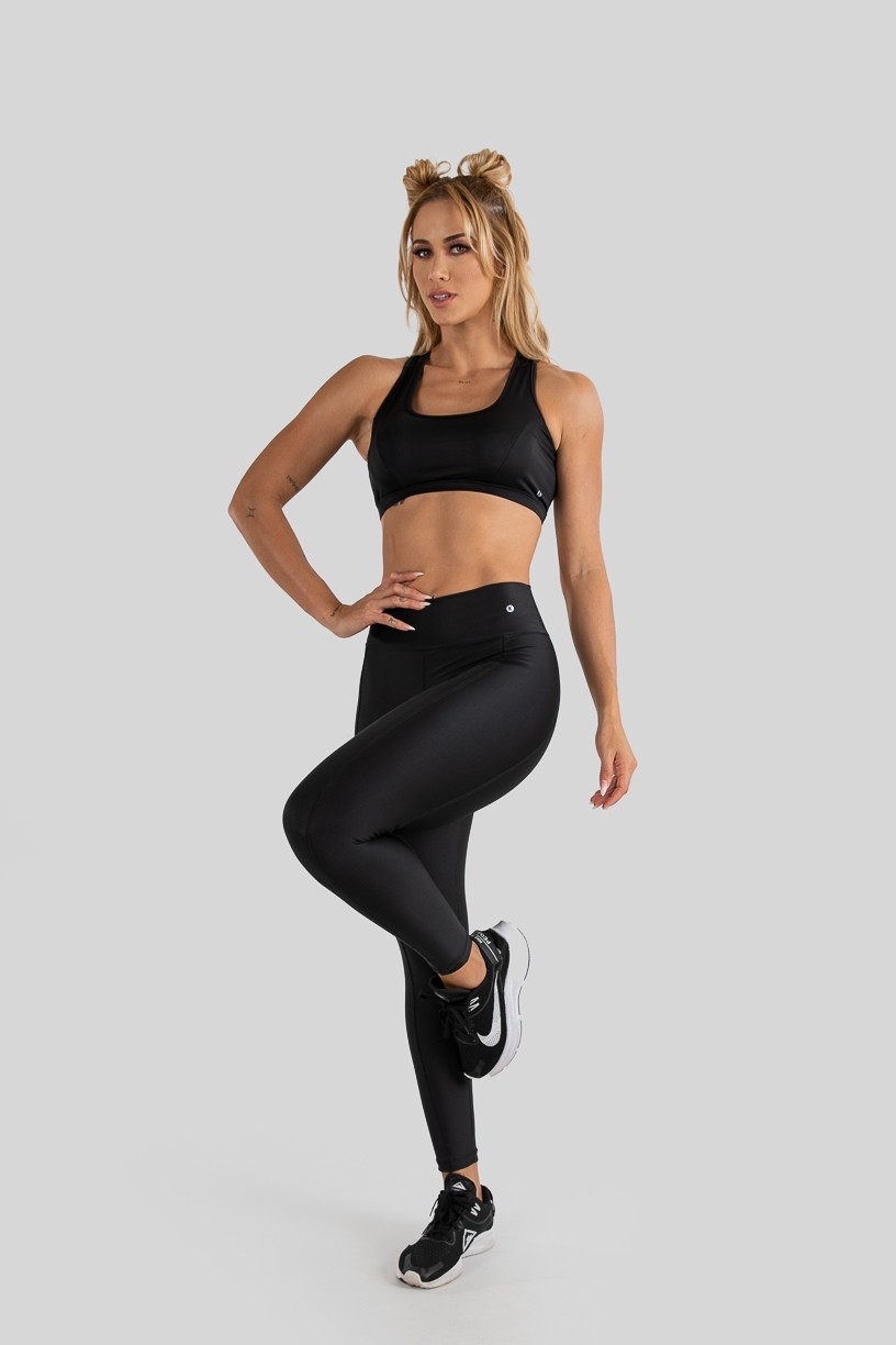 Calça Legging com Recorte e Pesponto (Preto) | Ref: K3208-A