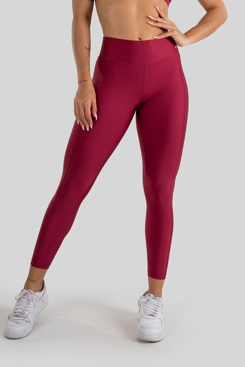 Calça Legging com Recorte e Pesponto (Vinho) | Ref: K3208-C