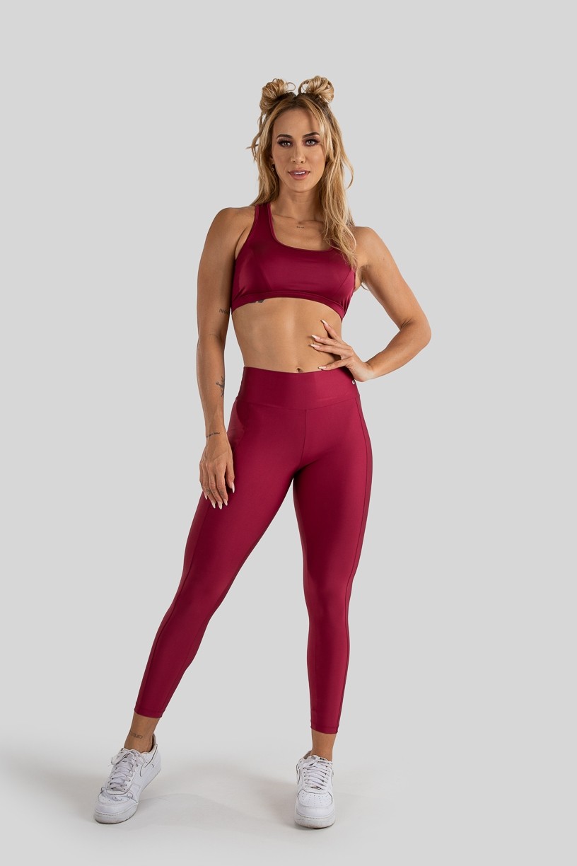 Calça Legging com Recorte e Pesponto (Vinho) | Ref: K3208-C