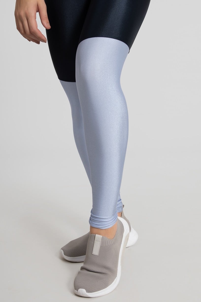 Calça Legging com Recorte em Diagonal (Azul Marinho / Azul Claro) | Ref: GO470-C