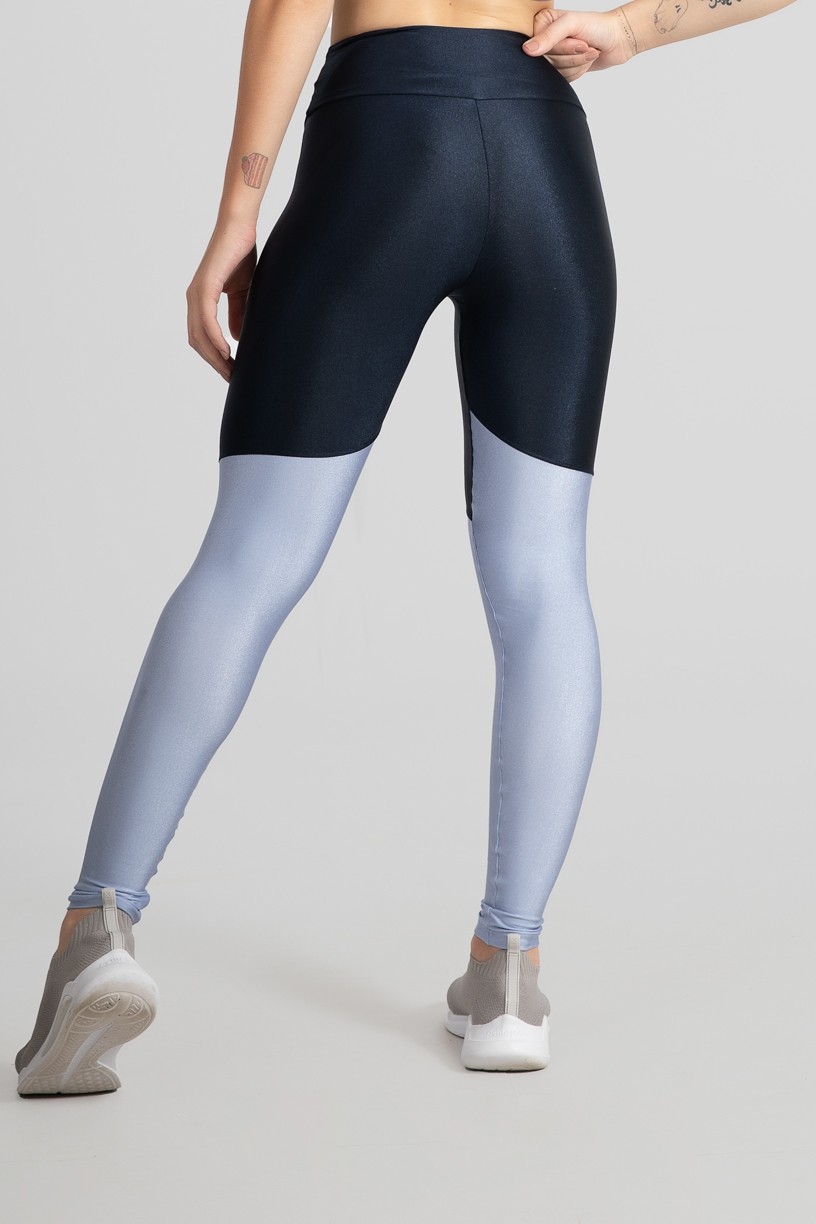 Calça Legging com Recorte em Diagonal (Azul Marinho / Azul Claro) | Ref: GO470-C