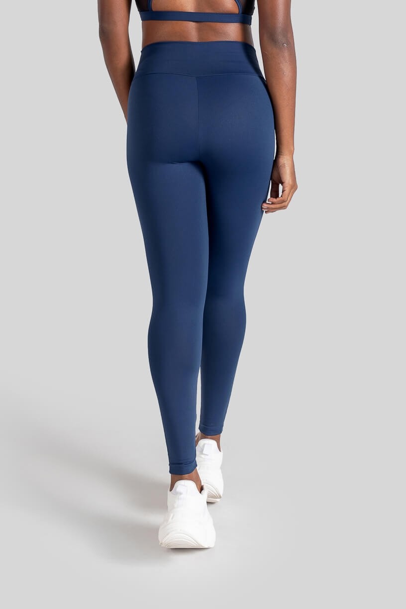 Calça Legging com Recorte Lateral de Tule (Azul Marinho) | Ref: K3110-C