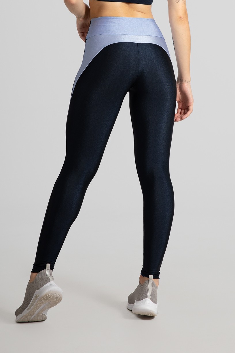 Calça Legging com Recorte Meia Lua (Azul Marinho / Azul Claro) | Ref: GO462-A