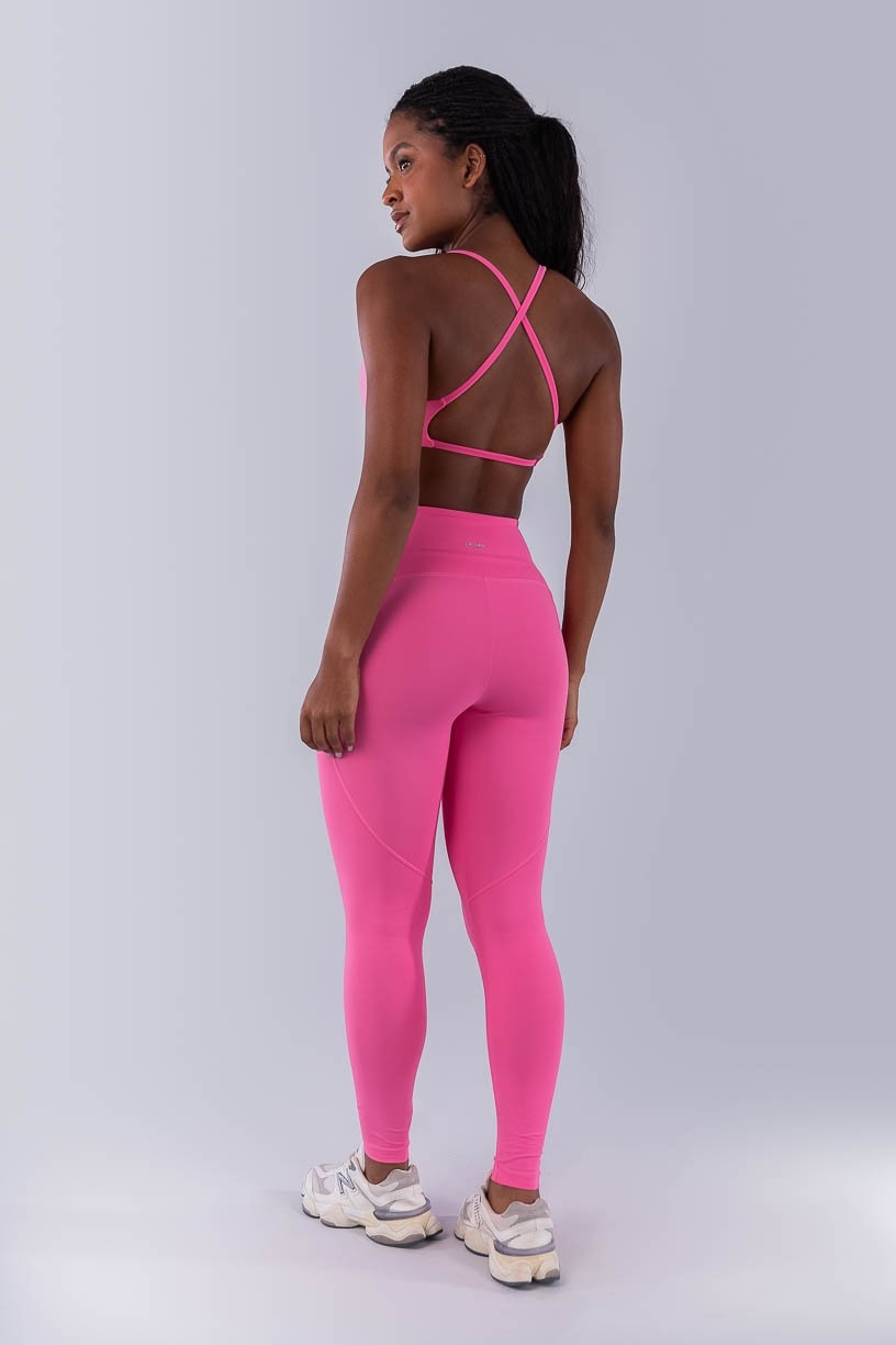 Calça Legging com Recortes e Cós Diferenciado (Rosa Chiclete) | Ref: K4479-B