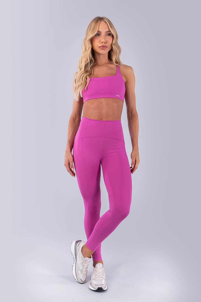 Calça Legging com Recortes e Cós Diferenciado (Rosa Fúcsia) | Ref: K4479-A