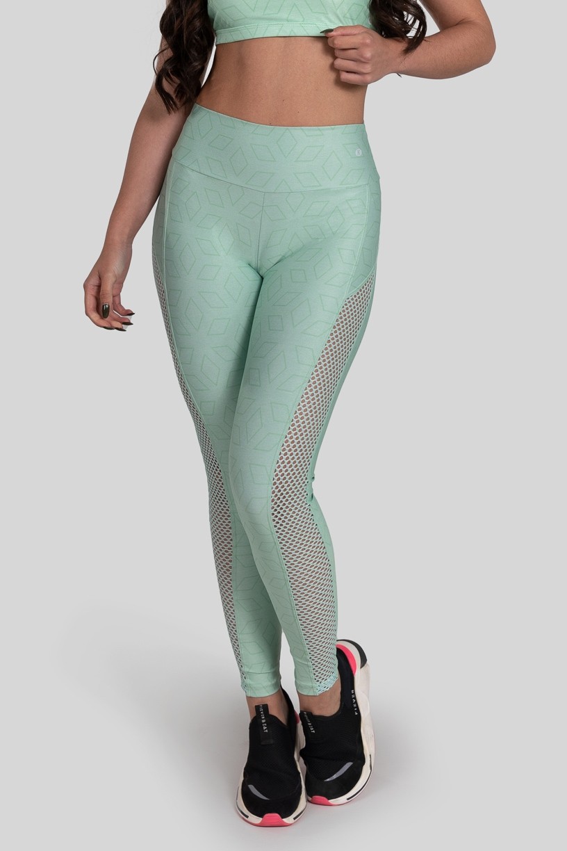 Calça Legging com Tela Lateral Estampa Digital (Green Screen) | Ref: K3025-B