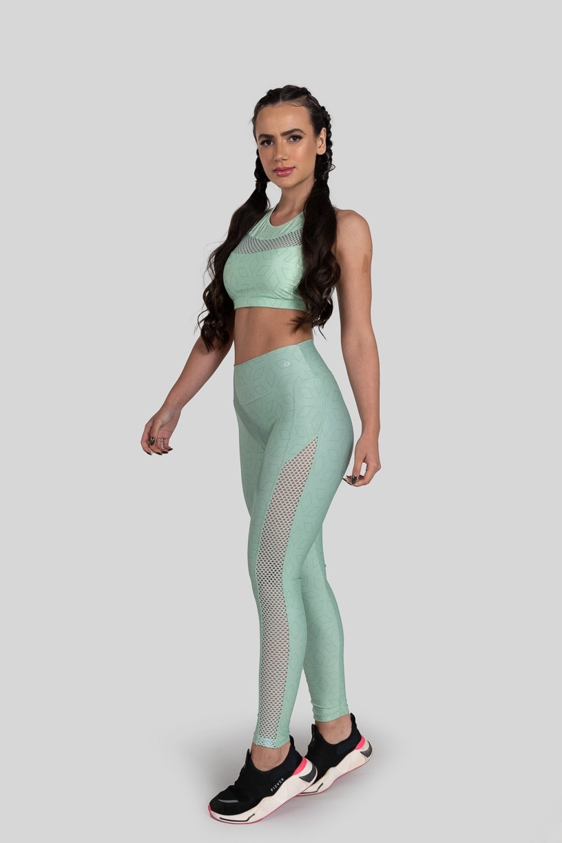 Calça Legging com Tela Lateral Estampa Digital (Green Screen) | Ref: K3025-B