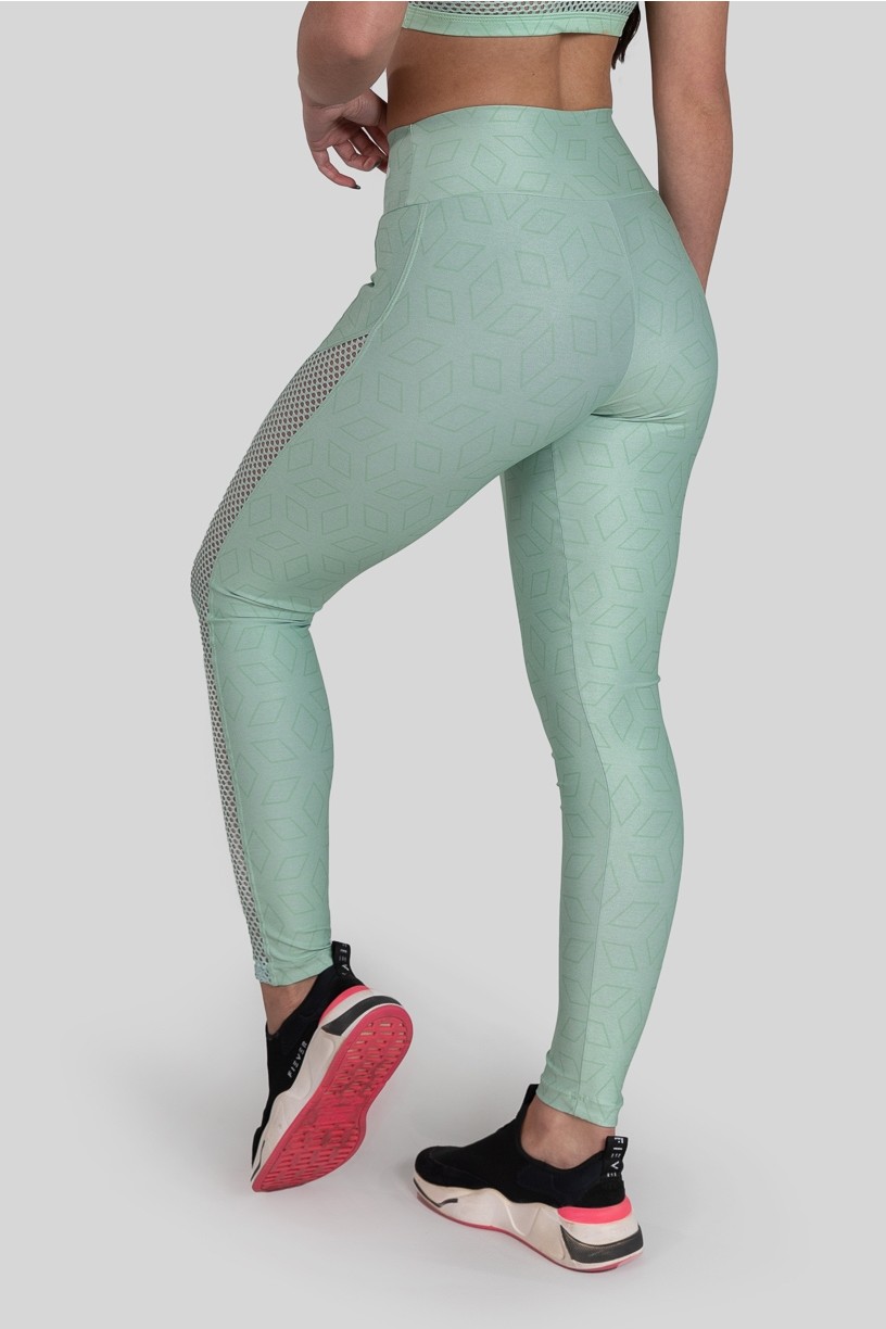 Calça Legging com Tela Lateral Estampa Digital (Green Screen) | Ref: K3025-B