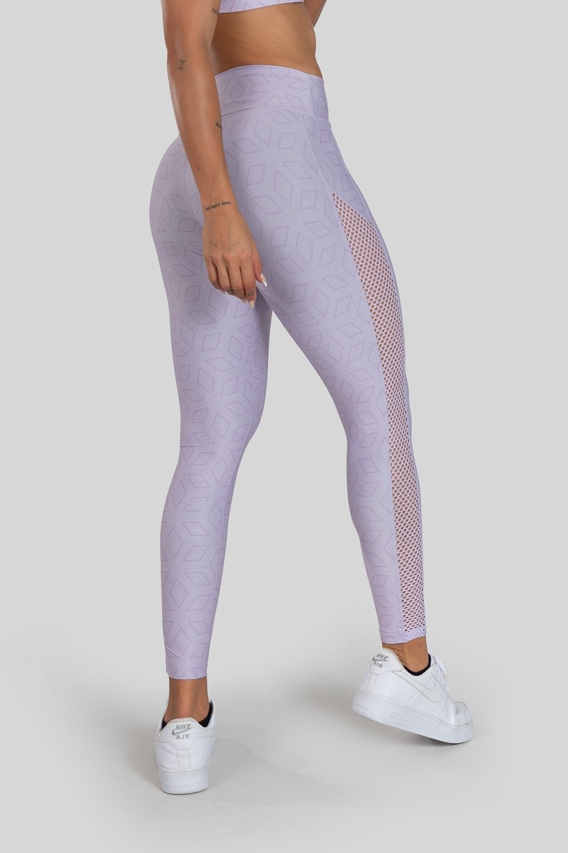 Calça Legging com Tela Lateral Estampa Digital (Lilac Screen) | Ref: K3025-C