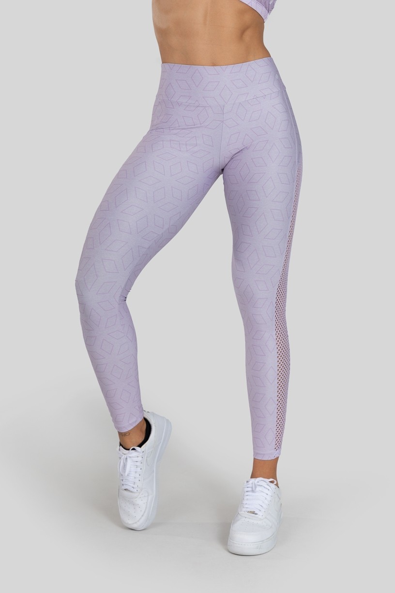 Calça Legging com Tela Lateral Estampa Digital (Lilac Screen) | Ref: K3025-C