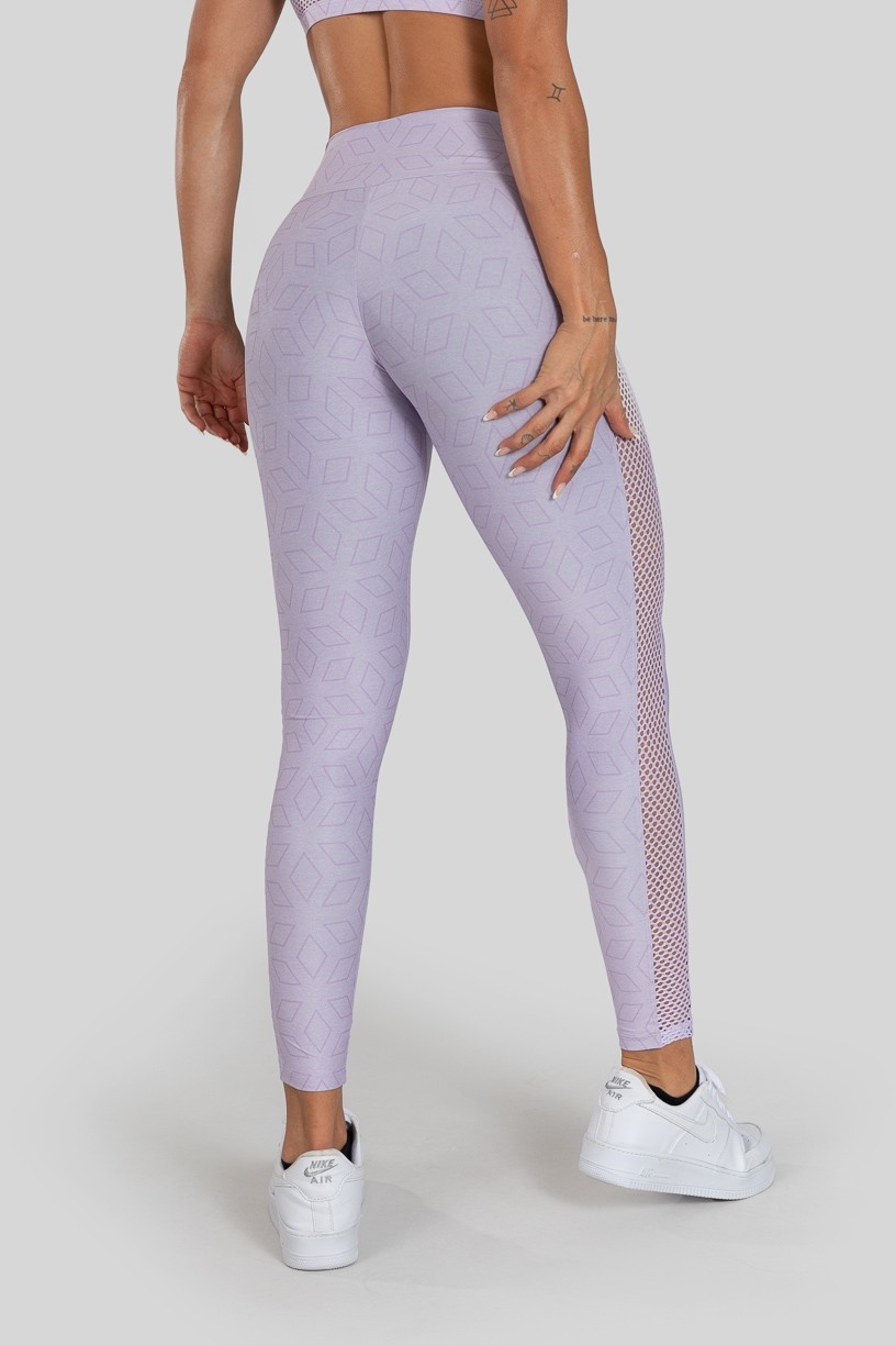 Calça Legging com Tela Lateral Estampa Digital (Lilac Screen) | Ref: K3025-C