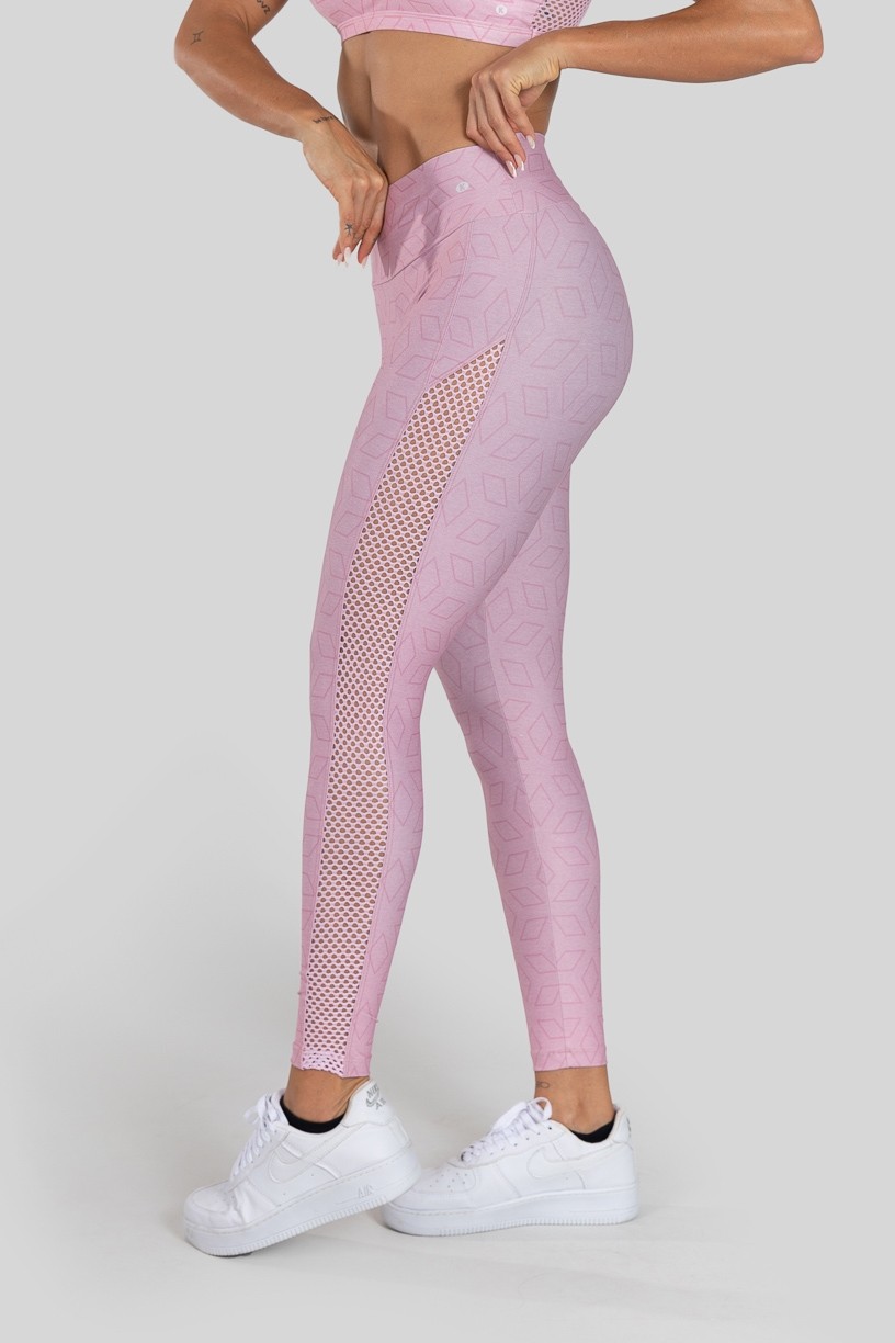 Calça Legging com Tela Lateral Estampa Digital (Pink Screen) | Ref: K3025-A