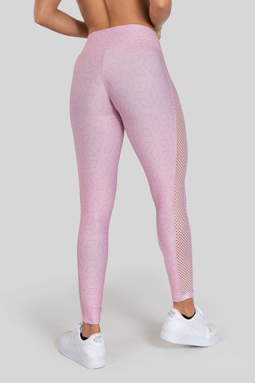 Calça Legging com Tela Lateral Estampa Digital (Pink Screen) | Ref: K3025-A