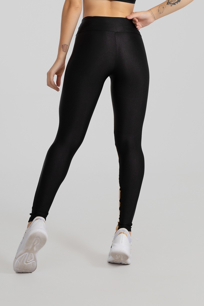 Calça Legging Duas Cores (Ouro / Preto) | Ref: GO472-A