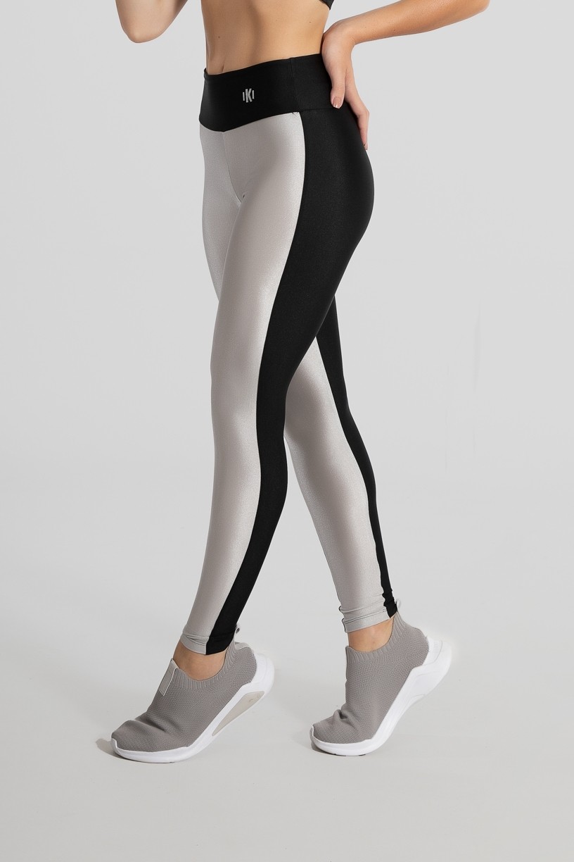 Calça Legging Duas Cores (Prata / Preto) | Ref: GO472-B