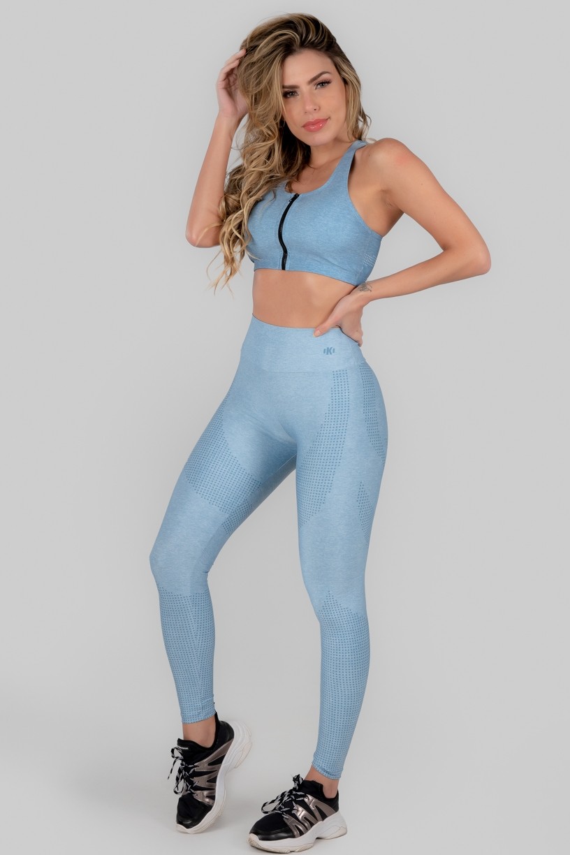 Calça Legging Estampa Digital Cós Duplo (Acqua Blue) | Ref: K3015-A