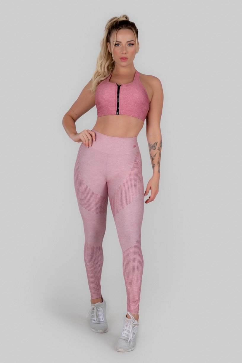 Calça Legging Estampa Digital Cós Duplo (Pink Dot) | Ref: K3011-A